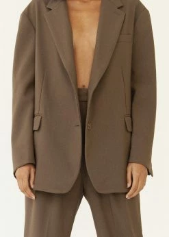 The Frankie Shop Bea Boxy Blazer - Chocolate CLOTHING