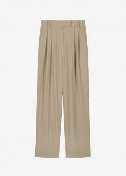 The Frankie Shop Bea Fluid Pinstripe Suit Pants - Camel CLOTHING
