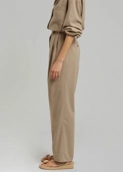 The Frankie Shop Bea Fluid Pinstripe Suit Pants - Camel CLOTHING