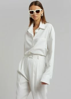 The Frankie Shop CLOTHING Bea Fluid Pinstripe Suit Pants - Off White