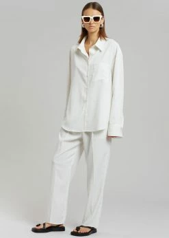 The Frankie Shop CLOTHING Bea Fluid Pinstripe Suit Pants - Off White