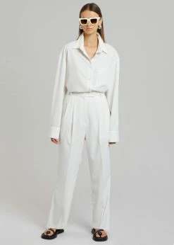 The Frankie Shop CLOTHING Bea Fluid Pinstripe Suit Pants - Off White