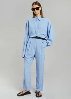 The Frankie Shop CLOTHING Bea Fluid Stripe Suit Pants - Powder Blue