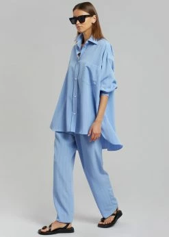 The Frankie Shop CLOTHING Bea Fluid Stripe Suit Pants - Powder Blue
