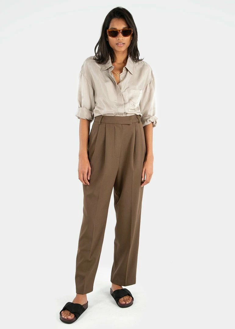 Hot Sale βοΈ The Frankie Shop Bea Pleated Suit Pants - Chocolate π₯° 7 The Frankie Shop Bea Pleated Suit Pants - Chocolate