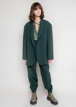 The Frankie Shop CLOTHING Bea Pleated Suit Pants - Forest Green