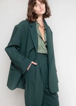 The Frankie Shop CLOTHING Bea Pleated Suit Pants - Forest Green