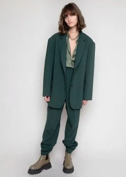 The Frankie Shop CLOTHING Bea Pleated Suit Pants - Forest Green