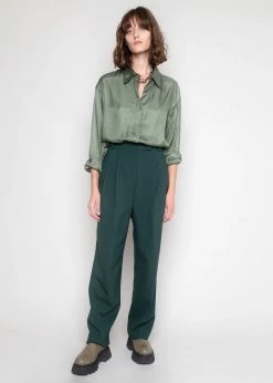 The Frankie Shop CLOTHING Bea Pleated Suit Pants - Forest Green