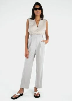 The Frankie Shop Bea Pleated Suit Pants - Grey