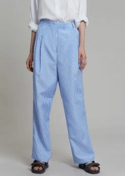 The Frankie Shop Bea Stripe Suit Pants - White/Light Blue