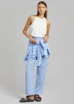 The Frankie Shop Bea Stripe Suit Pants - White/Light Blue