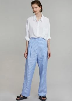 The Frankie Shop Bea Stripe Suit Pants - White/Light Blue