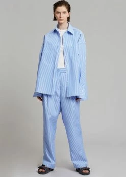 The Frankie Shop Bea Stripe Suit Pants - White/Light Blue