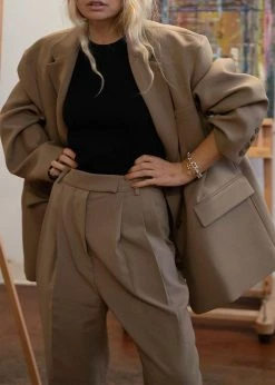 The Frankie Shop Bea Suit Pants - Latte CLOTHING