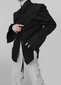 The Frankie Shop CLOTHING Bec Padded Shirt - Black