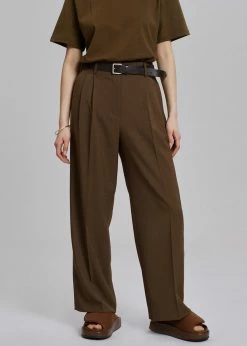 Browns Bellis Pleated Pants - Chocolate