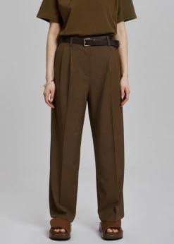 Browns Bellis Pleated Pants - Chocolate