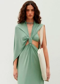 Bevza Cape And Sail Collar Dress - Mint Green CLOTHING