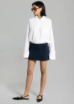 Bevza Hand-Knit Mini Skirt - Dark Ink Navy