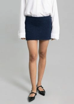 Bevza Hand-Knit Mini Skirt - Dark Ink Navy