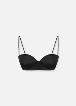 Bevza Seashell Short Bustier Top - Black