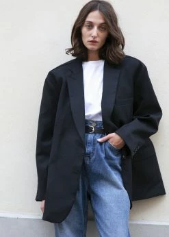 The Frankie Shop Frankie Oversized Boyfriend Blazer - Black CLOTHING