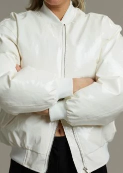Blessd Blake Patent Bomber - White CLOTHING