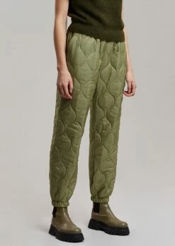 The Frankie Shop Brant Quilted Joggers - Moss Green