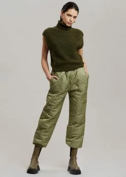 The Frankie Shop Brant Quilted Joggers - Moss Green