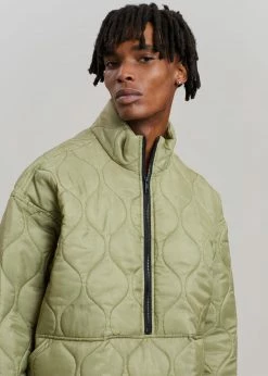 The Frankie Shop CLOTHING Brant Quilted Pullover - Moss Green