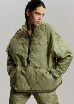 The Frankie Shop CLOTHING Brant Quilted Pullover - Moss Green