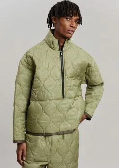 The Frankie Shop CLOTHING Brant Quilted Pullover - Moss Green