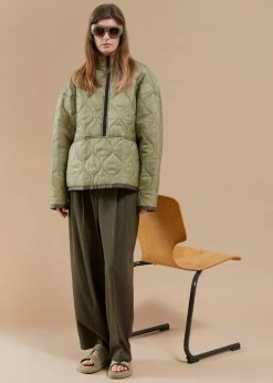 The Frankie Shop CLOTHING Brant Quilted Pullover - Moss Green
