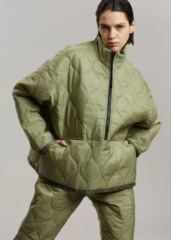 The Frankie Shop CLOTHING Brant Quilted Pullover - Moss Green