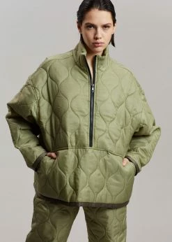 The Frankie Shop CLOTHING Brant Quilted Pullover - Moss Green