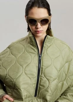The Frankie Shop CLOTHING Brant Quilted Pullover - Moss Green