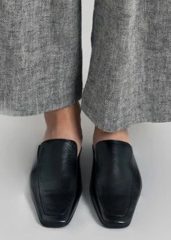 BY FAR Ingrid Mules - Black Gloss Leather SHOES