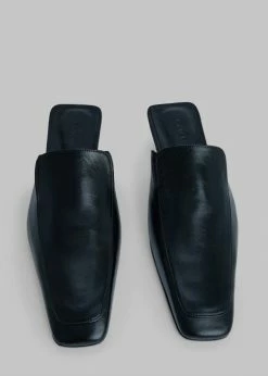 BY FAR Ingrid Mules - Black Gloss Leather SHOES
