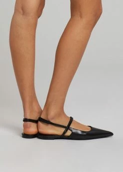 BY FAR Jess Slingbacks - Black Gloss Leather SHOES