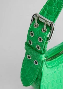 BY FAR Mini Soho Croc Leather Bag - Super Green ACCESSORIES