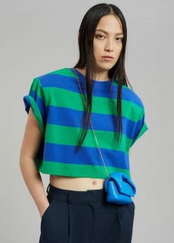 Layla Caco Padded Cropped Tee - Navy/Green CLOTHING