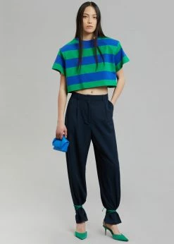 Layla Caco Padded Cropped Tee - Navy/Green CLOTHING