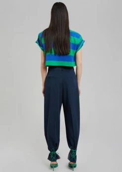 Layla Caco Padded Cropped Tee - Navy/Green CLOTHING