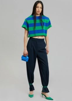 Layla Caco Padded Cropped Tee - Navy/Green CLOTHING