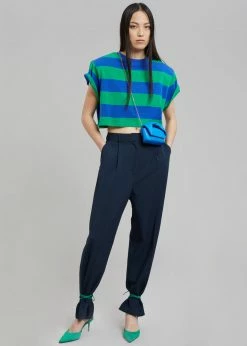 Layla Caco Padded Cropped Tee - Navy/Green CLOTHING