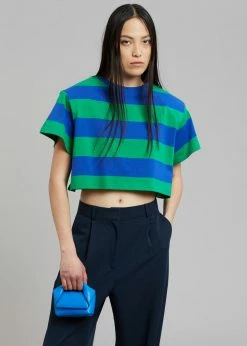Layla Caco Padded Cropped Tee - Navy/Green CLOTHING