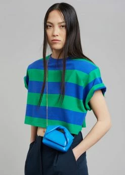 Layla Caco Padded Cropped Tee - Navy/Green CLOTHING