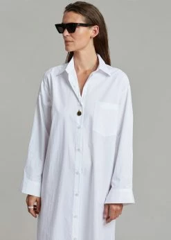 The Frankie Shop Cala Organic Cotton Shirt Dress - White