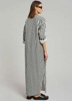 The Frankie Shop CLOTHING Cala Shirt Dress - Black Stripe
